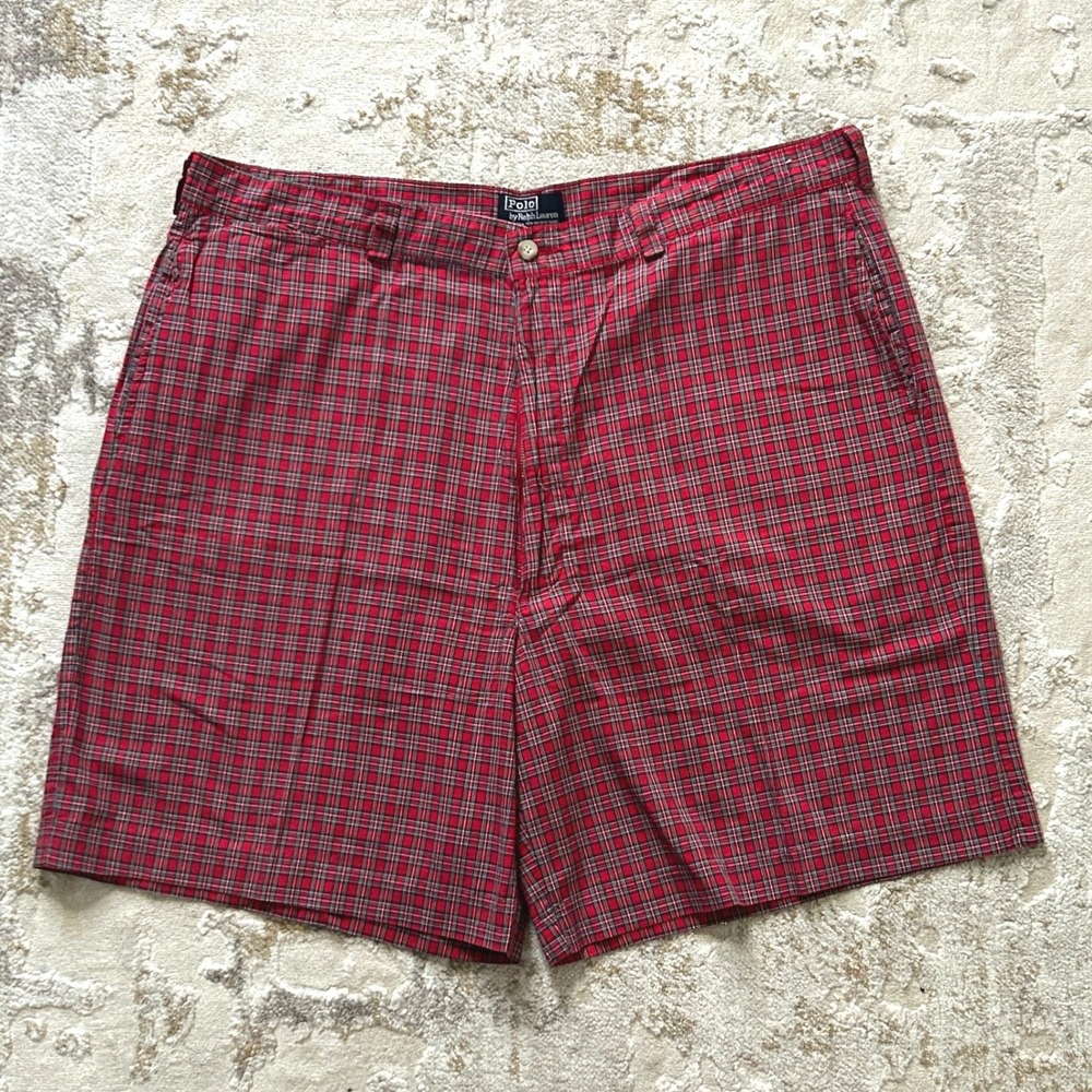 Polo Ralph Lauren Men's Red 9" Plaid Cotton Lightweight Shorts - Size 40